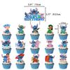 Birthday Stitch Theme Cake Inserts Set With Paper Decor For Events Celebration