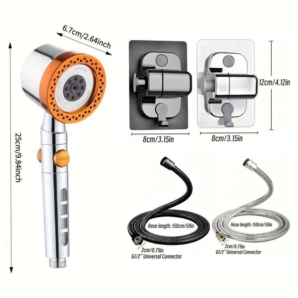 5 Modes Bathroom Shower Head Portable High Pressure Powerful Rain ShowerHead Explosion-proof and Drop-proof Universal Shower Set