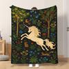 Fflannel Blanket 1pc Unicorn And Forest Animals Soft Comfortable and Warm This Nap Blanket/sofa Blanket Is Suitable for All Season