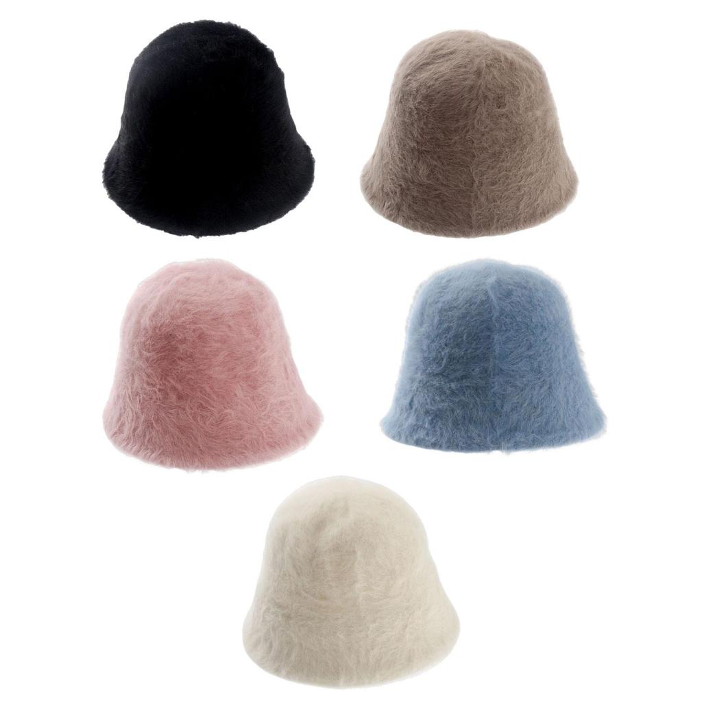 Soft Plush Bucket Hat Female Adult Fisherman Cap Beanie Windproof Fashion Womens Winter Fisherman Hat for Cycling Travel Hiking