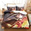 Cool Megumin Konosuba Duvet Cover + 2 Pillowcases Kazuma Aqua Darkness Collage Print Soft Quilt Cover Set New Anime Bedroom Deco