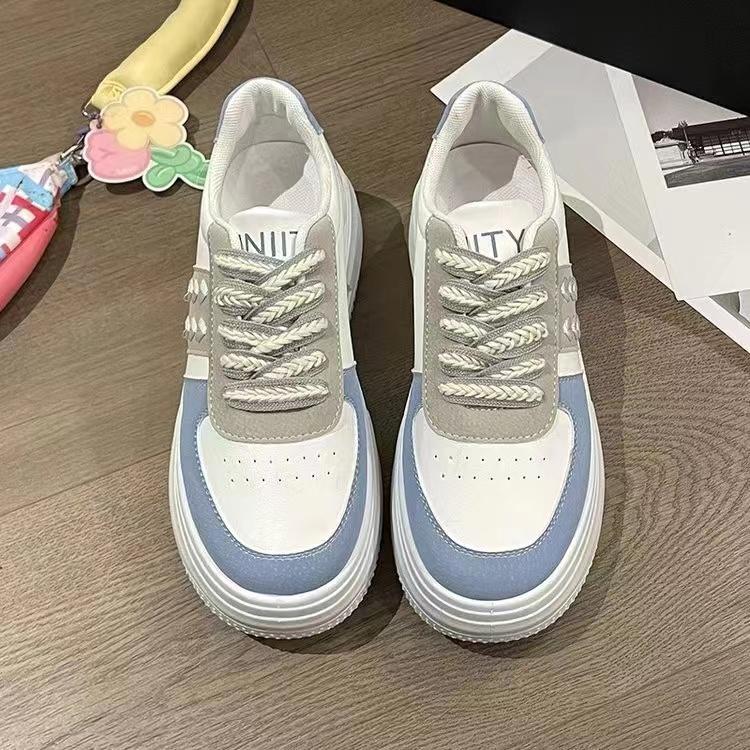 Thick Soled Sponge Cake Shoes For Women Spring Autumn Casual Versatile Sports Board Shoes Height Increasing Small White Shoes