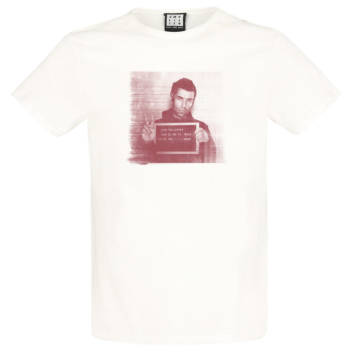 Amplified Unisex Adult Face Liam Gallagher Vintage T-Shirt XL blanc