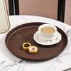 Multi-Purpose Walnut Wood-Grain Tray-Round Serving/Storage Plate for Tea Ceremony, Coffee & Baked Goods,for Tea Set Organization
