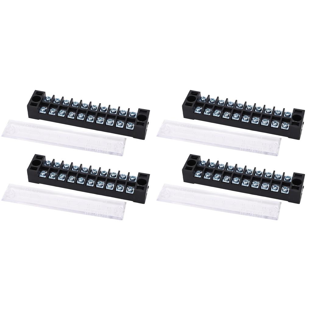 4 Pcs Terminal Block 15A 600V Dual Row Screw Terminal Barrier Strip for Bridge Lighting Tunnel Power Distribution 10