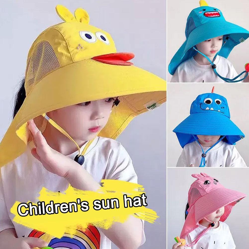 Kid Hat Summer Cap Sun Thin Breathable Large Brim Fisherman Hat Children UV Protection Going Out Beach Sun Caps