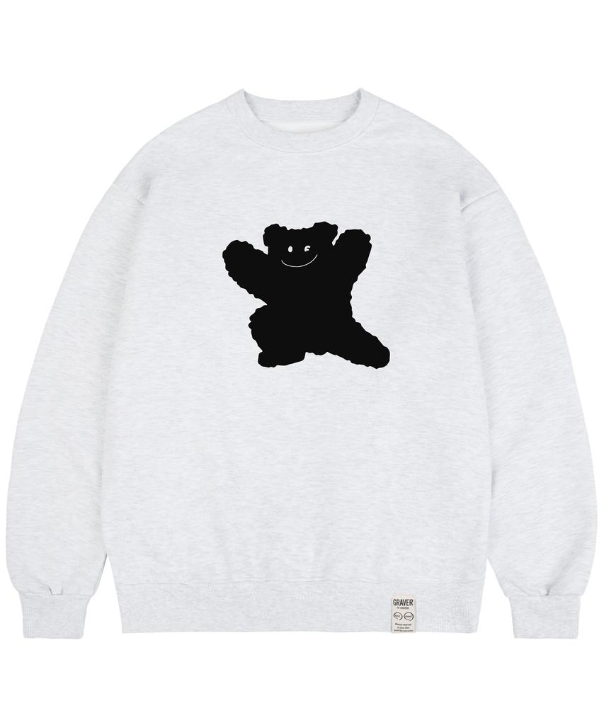 GRAVER [Unisex] Big Bear Smile Sweatshirt_Melange White