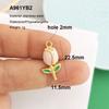 2pcs/lot Stainless Steel Pendant Charm Key Fish Lobster Flower Shell Conch Cherry Enamel Necklace Gold PVD