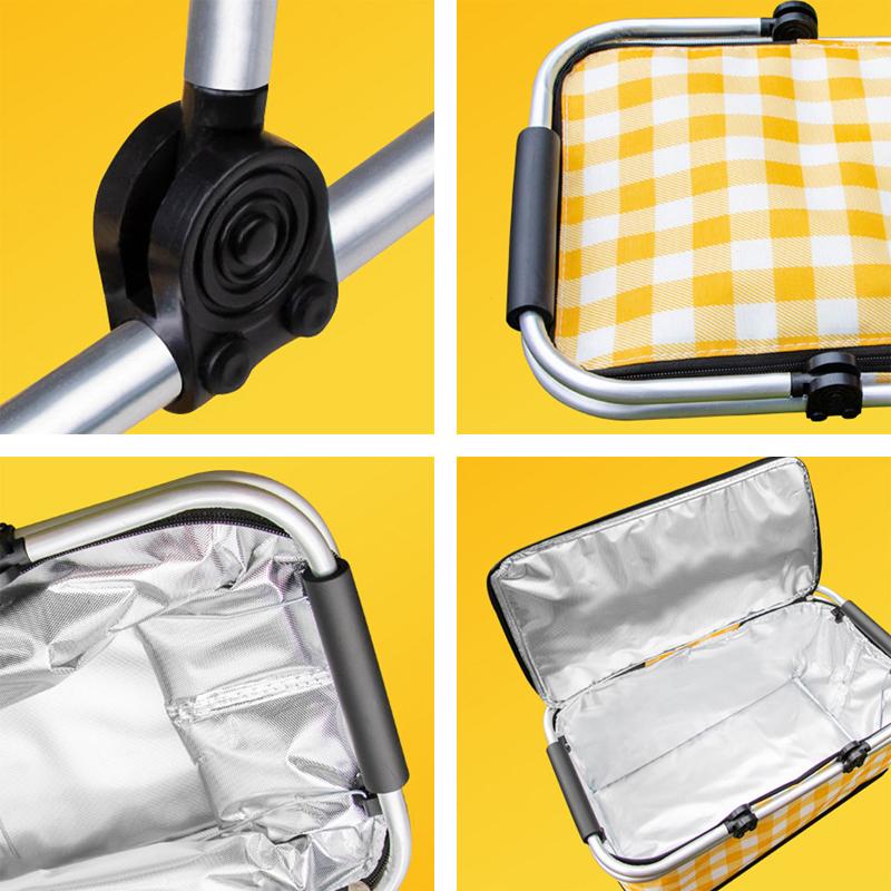 Izolovaná skládací pikniková chladicí taška, přenosná termální krabička na oběd pro venkovní skladování potravin, letní kempování, nádoba na jídlo s sebou