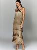Dusker Halter Split Kvinner Kjole Ermeløs Ryggløs Snøring Party Summer Street Club Evening Robe