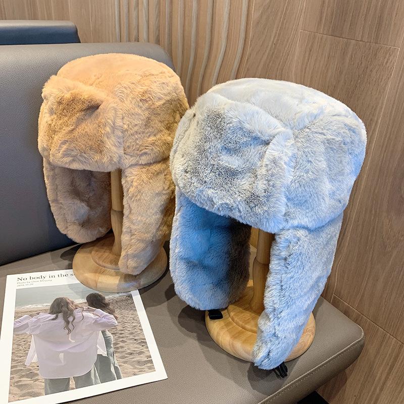 Women's Winter Thick and Warm Bean Hat, Korean Fashionable Ear Mask Pilot Hat, Adjustable Fashionable Baseball Cap, Versatile Hat Decoration.