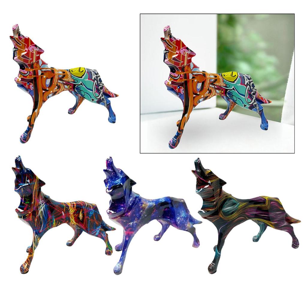 Wolf Statue Collecting Wear Resistant Keepsake Vivid Details Desk Ornament Resin Sculpture for Patio Balcony Office Shelf Indoor