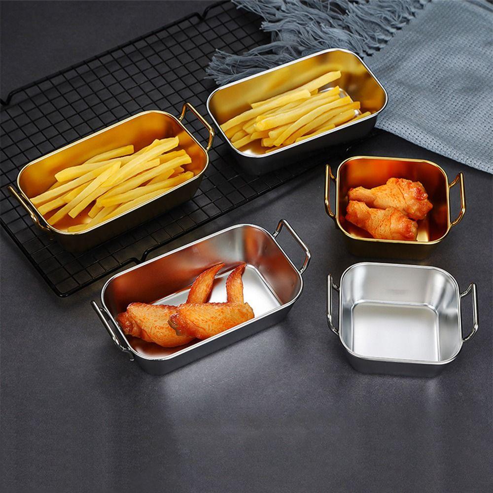 Silver Gold Fried Food Trays Stainless Steel French Fries Plate Durable Snack Basket  Hot Pot