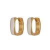White Enamel Drip Glaze Square Stud Earrings - Trendy High-End Accessories for Women 2025