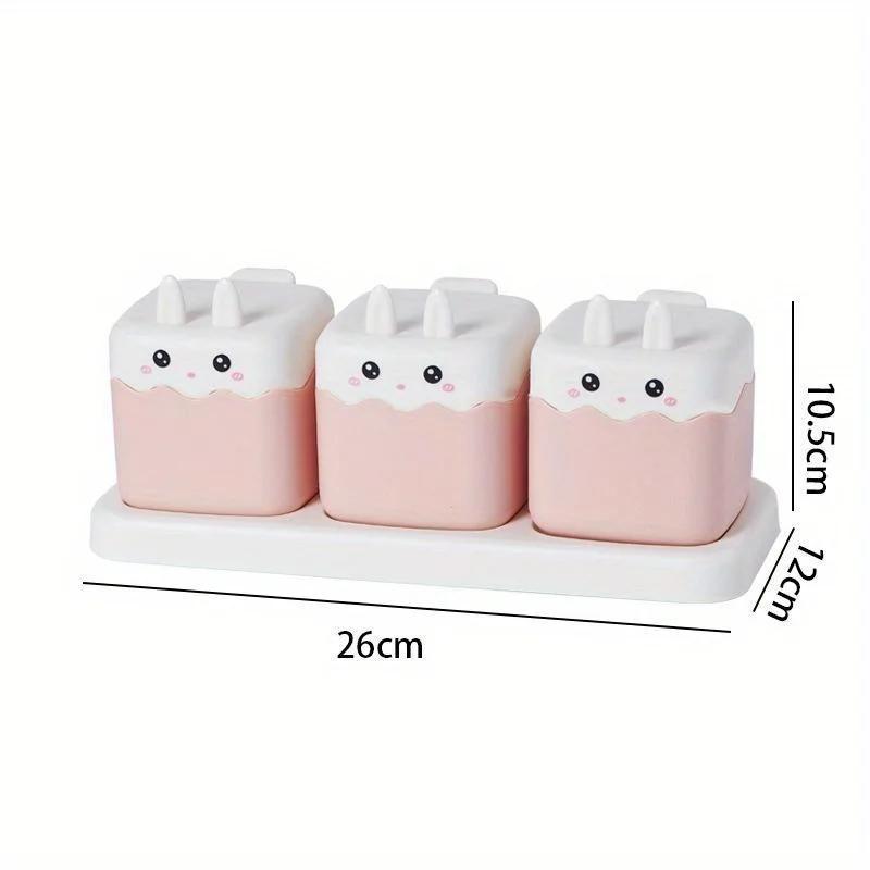 

New Cartoon Seasoning Box Kitchen Household Seasonings Combination Set Seasoning Jar Seasonings Bottle Seasoning Jar Salt Jar розовый