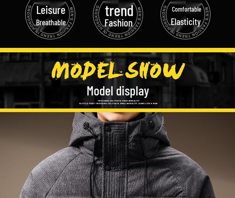 Men's High-End Hooded 90% Duck Down Jacket – Short, Thick, Warm, Trendy, Casual Winter Outerwear