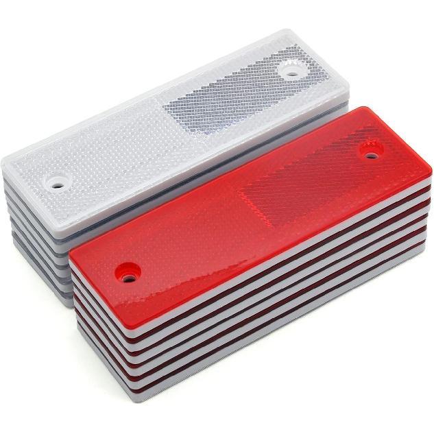 Прямоугольные светоотражатели 6 дюймов, на самоклеящейся основе/для крепления на винтах (Комплект 3/Желтый+Красный) Kit 2