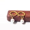 Vintage Pearl Pendant Earrings for Women, 18K Gold-Plated Titanium Steel Studs, High-End Luxury Design