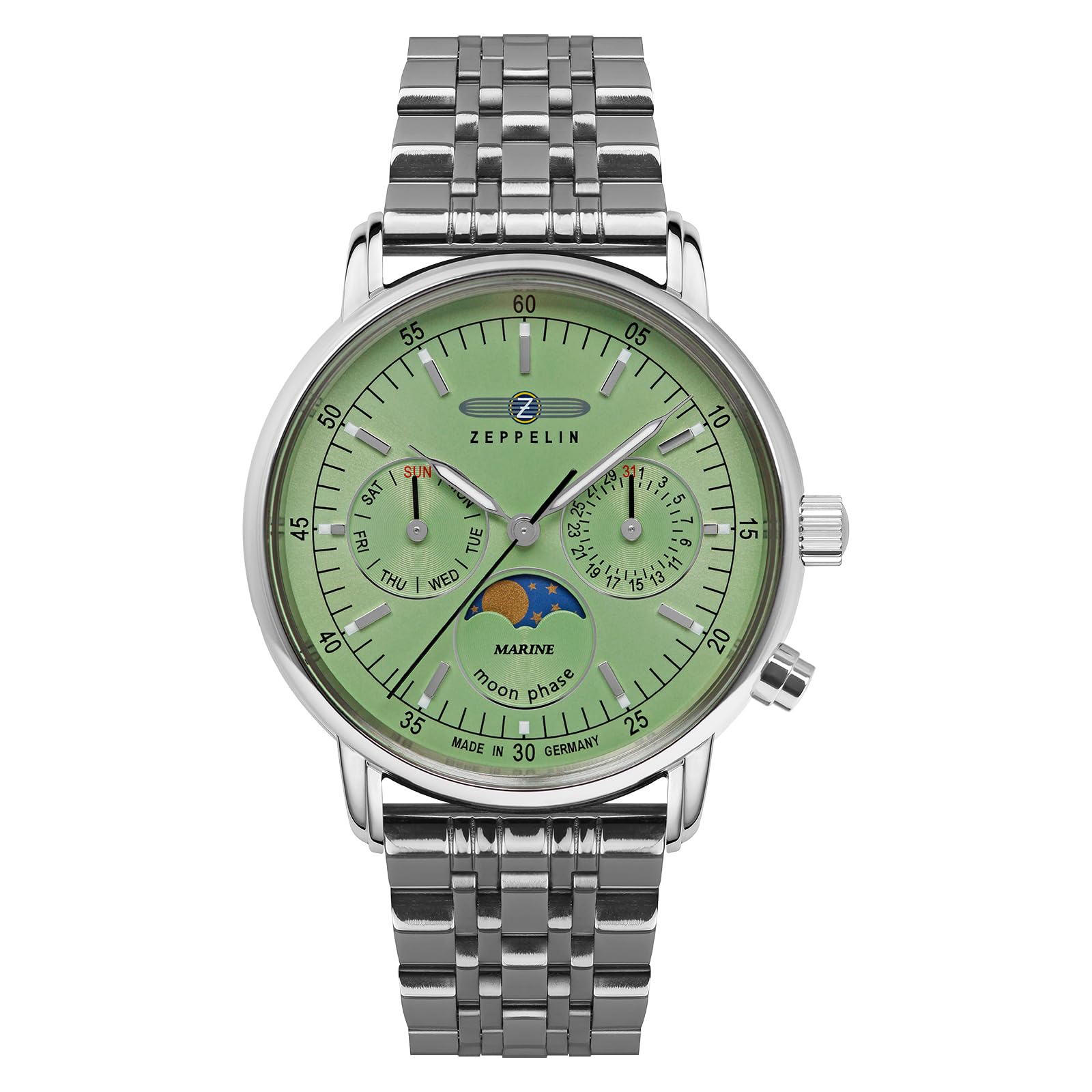 

Повсякденний годинник LZ14 Marine Silver [Zeppelin] 8637-M4 для жінок [арт.] світло-зелений колір