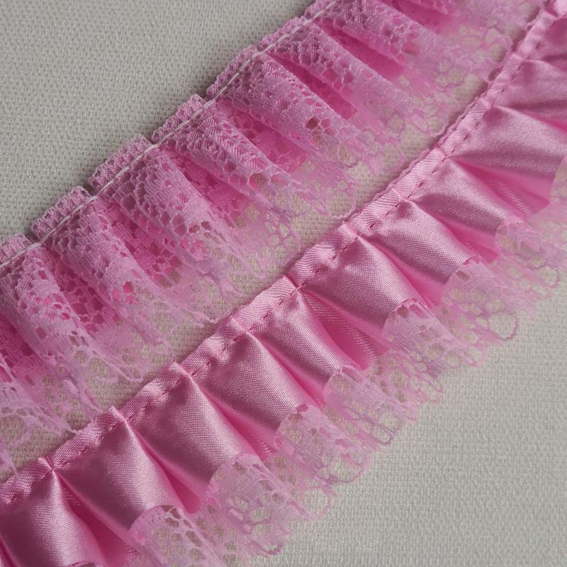 38mm Diy Pet Clothing Craft Lace Decorative Accessories Pleated Satin Hat Fabric Curtain Dress Textile Ruffled Edge Lace Trims