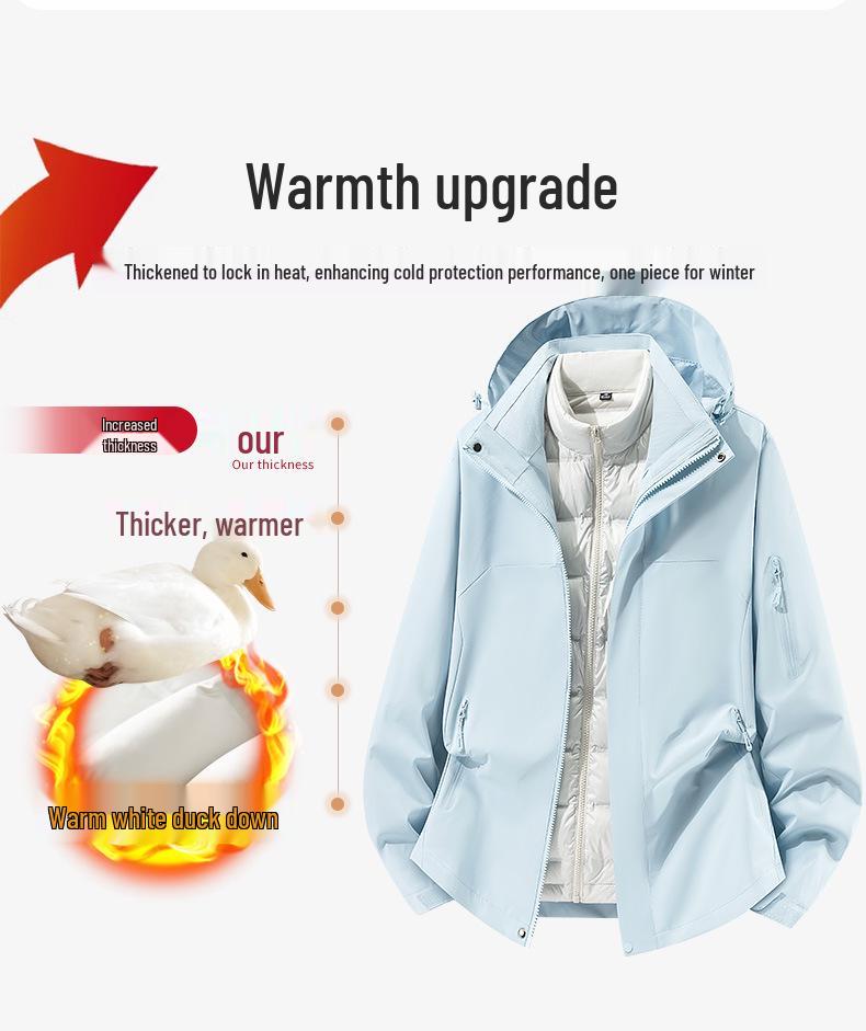 2026 Winter Couple's 3-in-1 Down Jacket Set - White Duck Down Windbreaker and Liner