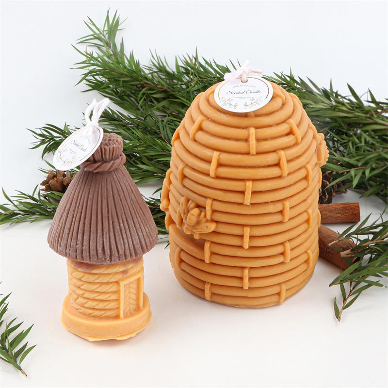 3D Honeycomb Cylinder Bee House Candle Silicone Mold DIY Handmade Making Scented Soap Resin Pastry Mould Family Desktop Ornament