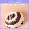 Cozy And Washable Cat Bed With Semi Enclosed Design For All Seasons In Brown And Gray
