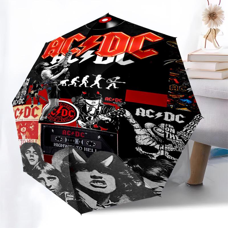 1pc AC/DC Highway To Hell Automatic Open, Windproof, Compact Travel Umbrella, Gift for Birthday, Christmas, Business 93021
