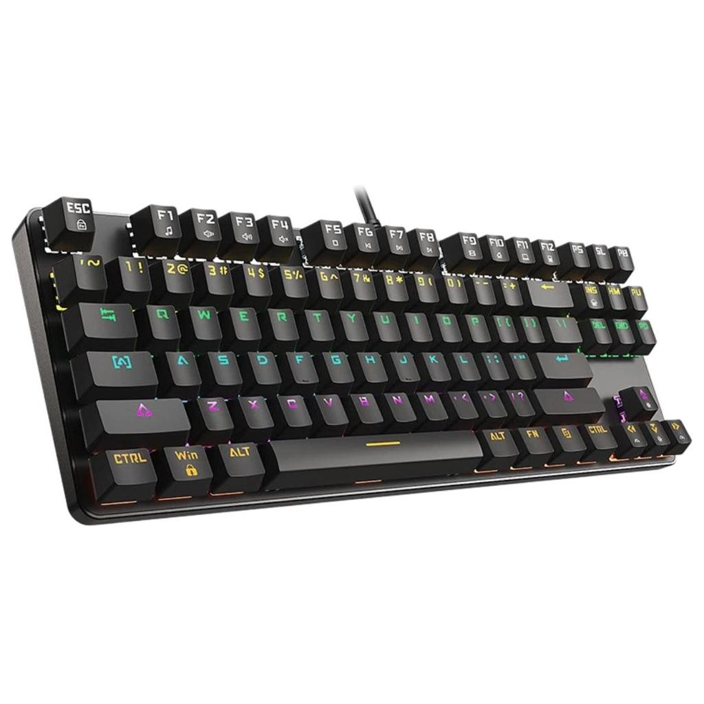 Wired Mechanical Keyboard, Hot-Swappable, Office, Gaming, 87-Key, Mixed Backlit, Red Switch, Black