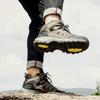 Autumn and Winter New High-top Leather Sneakers Men's Lightweight Mountaineering Boots Couple Large-size Outdoor Hiking Shoes Travel Shoes