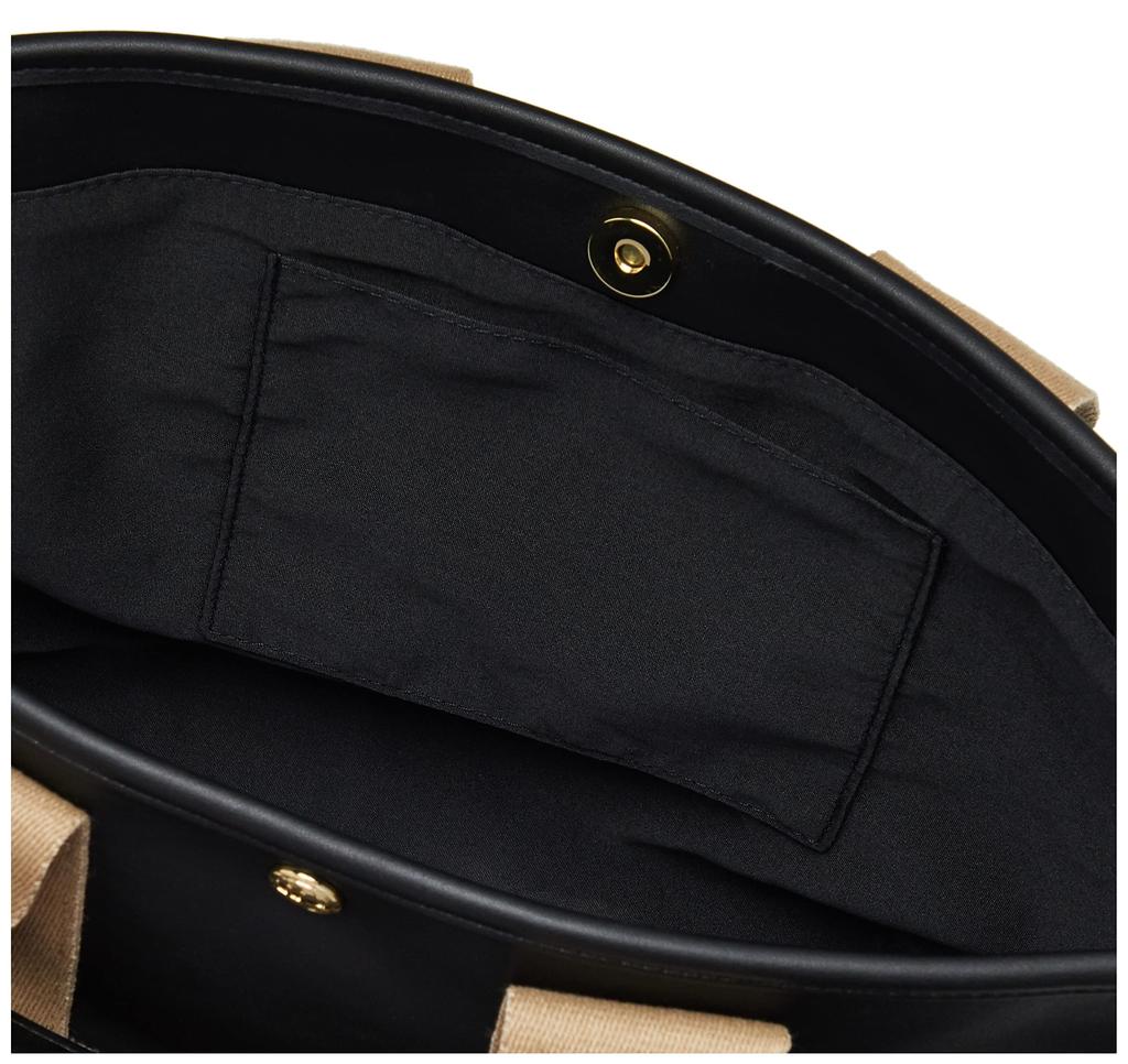 Marie Claire Paris Synthetic Leather Series Elegant Town Tote Large "Camille" 2-Way Bag, Lightweight, Capacity, Functional, Brown/Black/Chain, 240-221