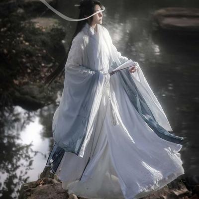 Chinese Ming Dynasty Style Unisex Cloak with Big Sleeves Spring Summer Fairy Hanfu