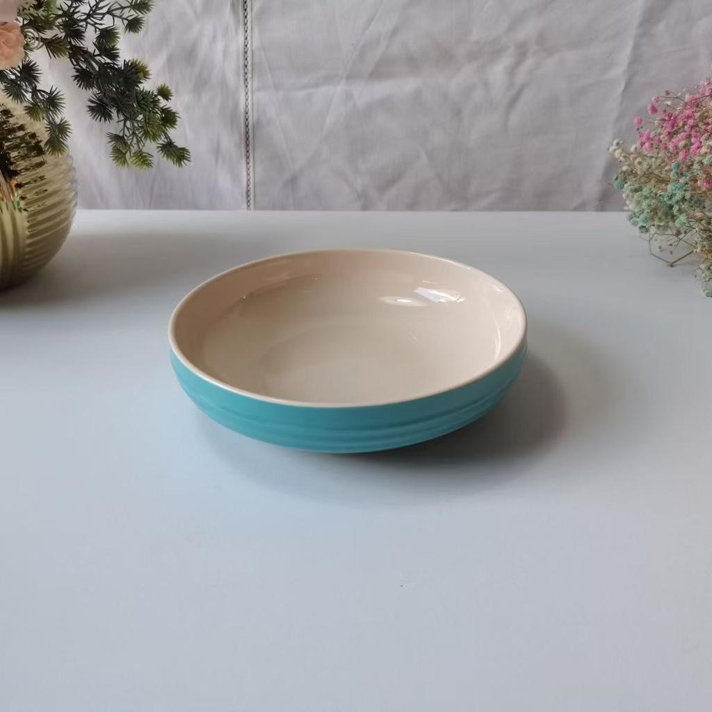 Francouzský 8palcový hluboký talíř na smaženou zeleninu s hlubokým dnem 20 cm průměr Výška 5,5 cm Jídlo Domácí nádobí