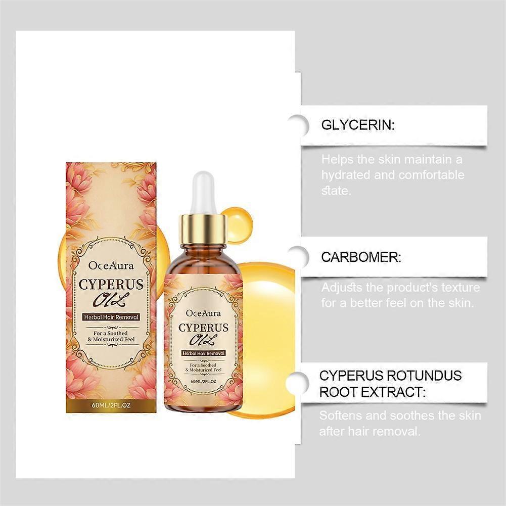 Cyperus Rotundus Hair Removal Care Oil Hair Growth Inhibitor Reduces Unwanted Hair Growth After Shaving Moisturizing for Face Body