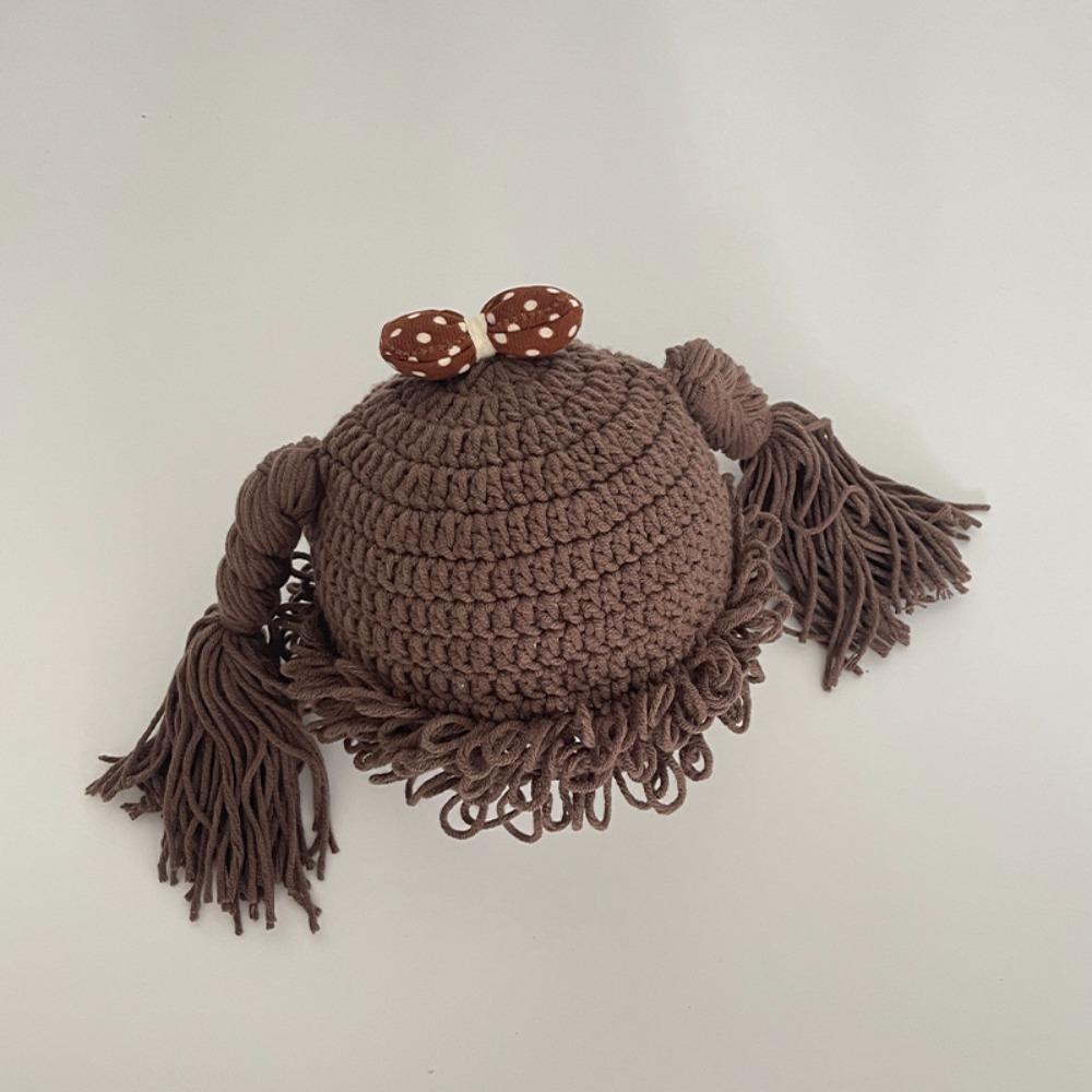 Breathable Kids Knitted Hat Elastic Newborn Headgear Personality Baby Braid Wig Hat Versatile