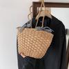 Beach Straw Bag Women's Large Capacity Beach Holiday Braided Foreign Style Single Shoulder Bucket Bag