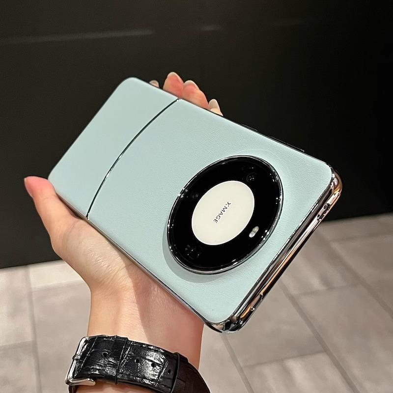 New Leather Pattern Electroplating Suitable for Huawei Mate60Pro Mobile Phone Case Anti Fall Luxury Creative Mate70 Protection Case