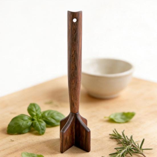 Wooden Meat Masher Potato Crusher Heavy-Duty Mincing Tool for Ground Meat Burgers Vegetables BPA-Free Essential Kitchen Utensil for Home Cooking