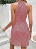 2025 Summer Floral Ruffle Halter Dress for Women - Sleeveless with Zipper