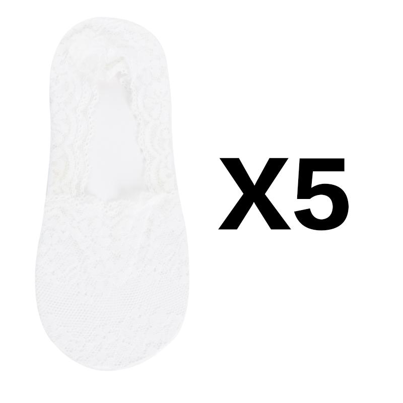 5 Pair Summer Women Socks Slippers Non-slip Breathable Lace Lace Invisible Sock Sexy Non-slip Cool Thin Socks Fashion Sock
