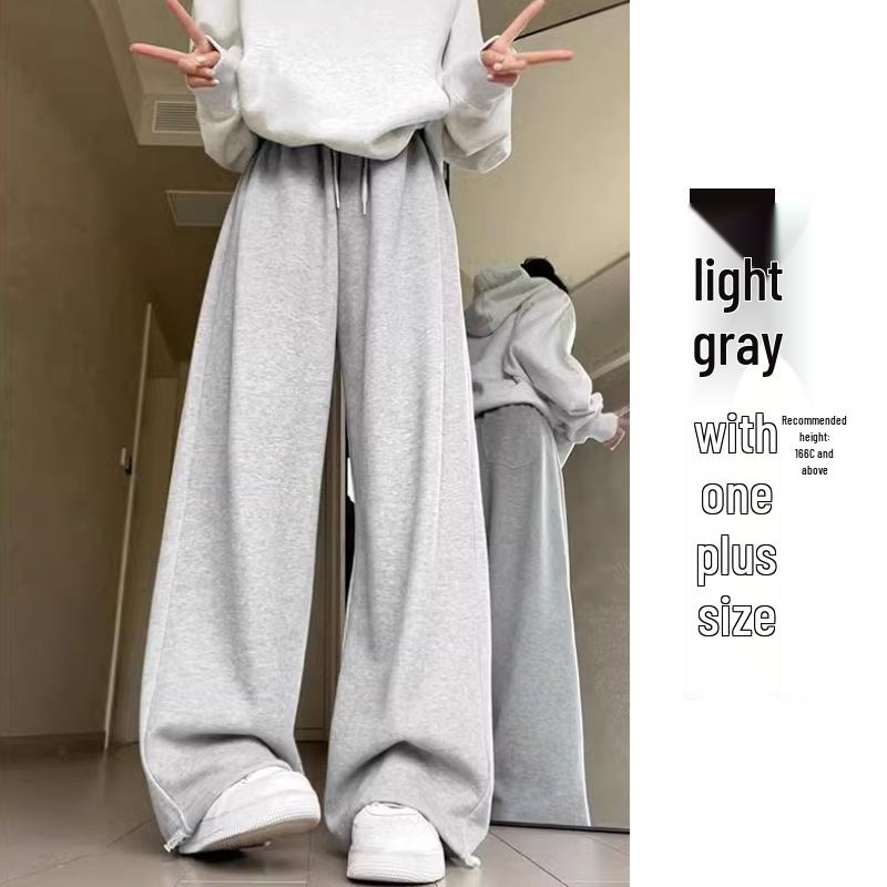 Women's Winter Fleece Lined High Waist Sweatpants - American Style Slimming Straight Wide Leg