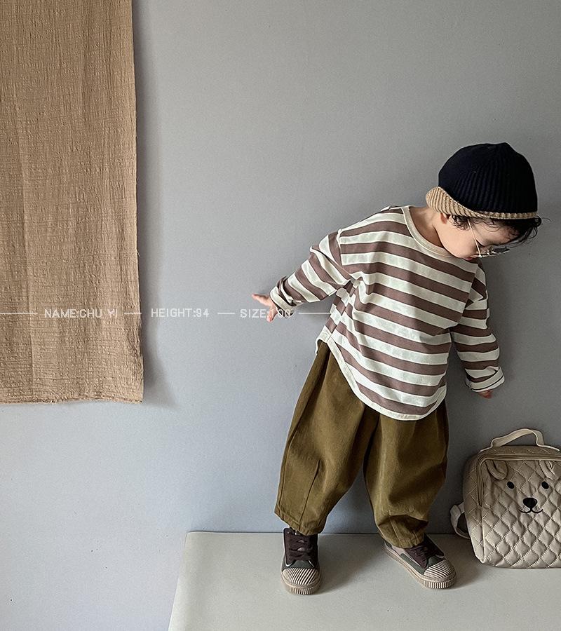 Korean Style Girls' Striped Long-Sleeve T-Shirt - Trendy Toddler Casual Top for Spring & Autumn 2025