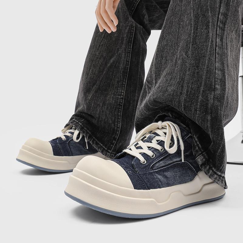 Breathable canvas shoes New niche big head thick sole thick sole heightening casual shoes X