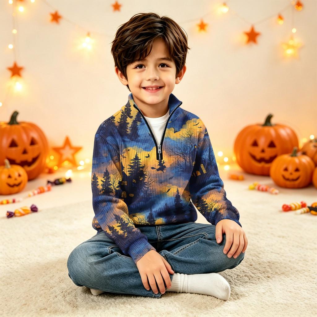 Kids Knit Halloween Print Top for Festive Occasions