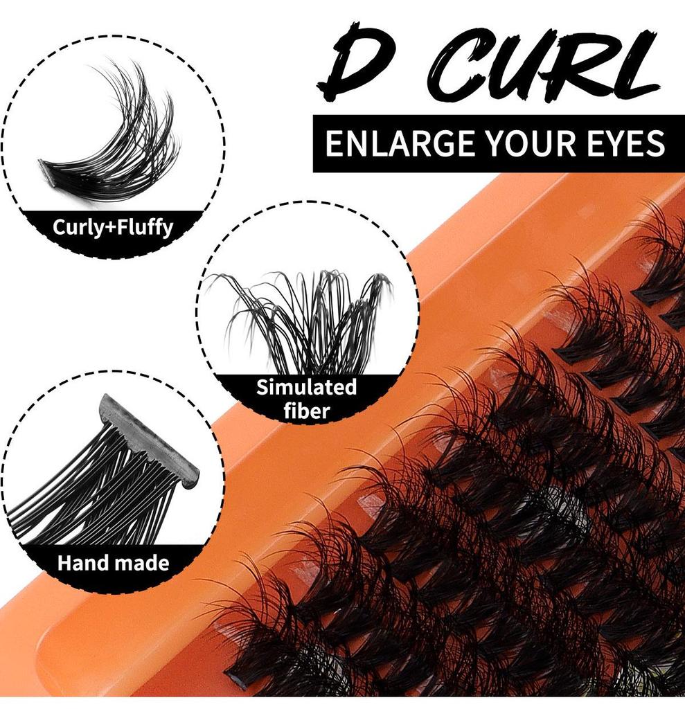 European & American Style D Curl Cluster False Eyelash Kit for Daily DIY Extensions