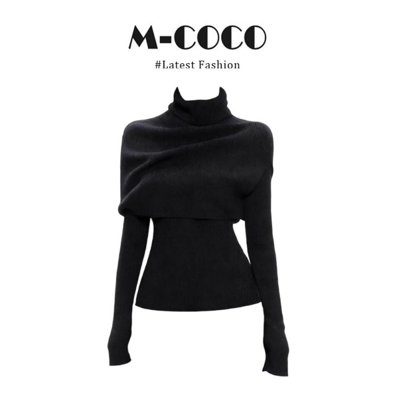 Womens Slim Fit Turtleneck Knit Sweater Fake Two Piece Base Layer Fall Winter Black