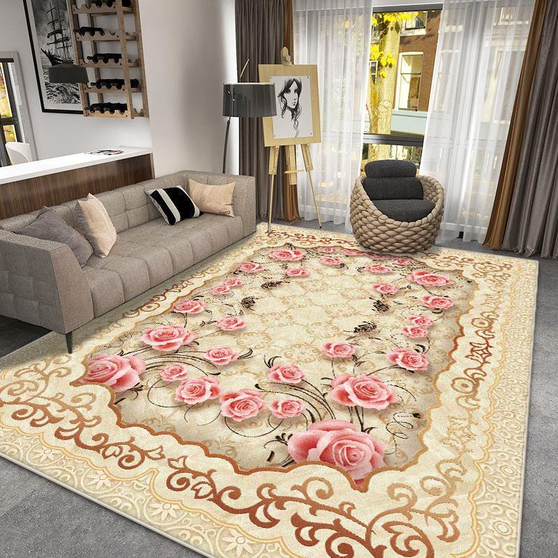 

European Style Carpet for Living Room Luxury Decor Home Sofa Area Fluffy Soft Rug Bedroom Cloakroom Non-slip Entrance Door Mat 60x90cm