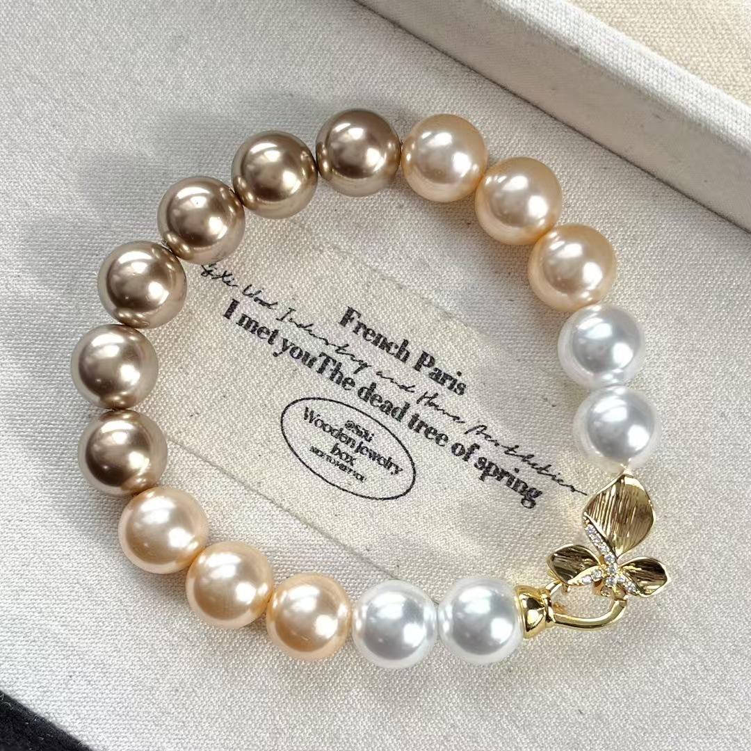 10Mm Retro High Quality Artificial Crystal Mixed Color Pearl Bracelet Bracelet.