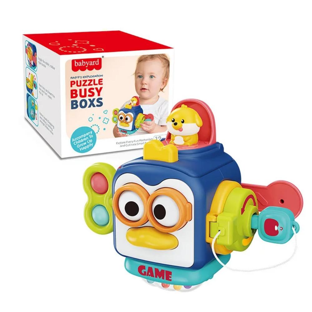 Baby Busy Board Cube Montessori senzorické hračky pro batolata Vzdělávací vzdělávací aktivity Cestování Hračka Lock Box Jemná motorika
