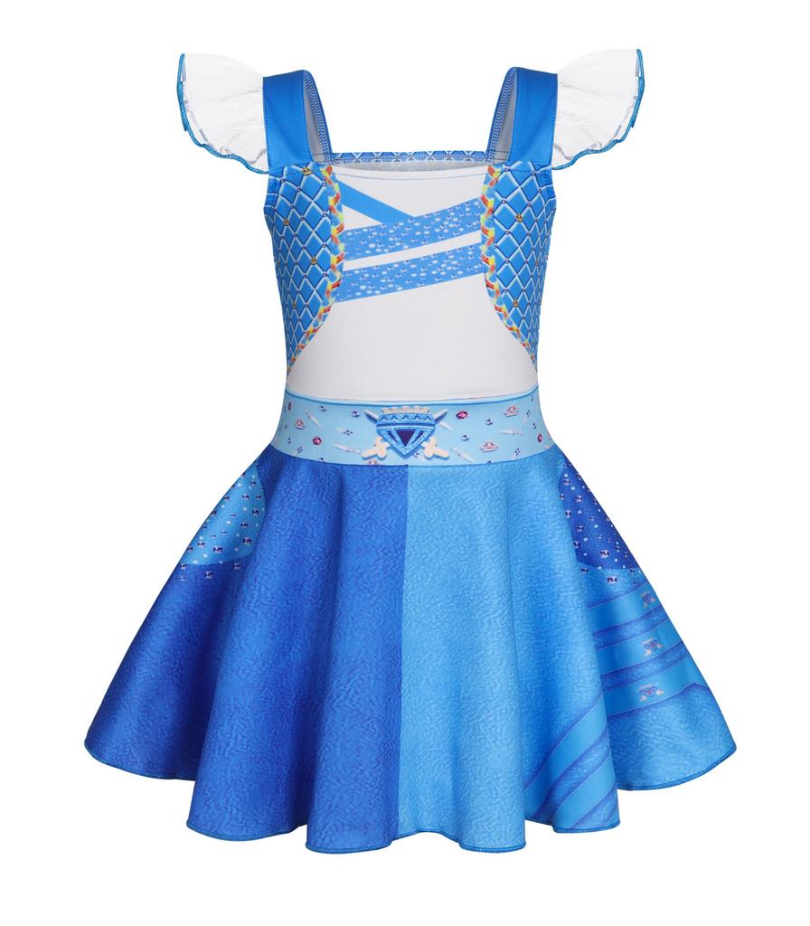 2024 Descendants 4 Vampire Kids Flutter Sleeve Tulle Ballet Dress 3-6Y Summer